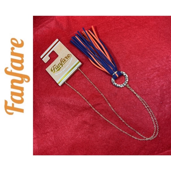 Fanfare Fashion Hammered Ring & Orange & Blue Suede Tassel Necklace - Picture 9 of 12